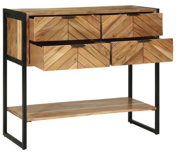 Konzolasztal fiókkal Barna 90 x 35 x 80 cm Tömör Akácfa