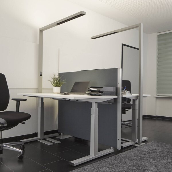 Arcchio LED irodai állólámpa Jolinda, ezüst, 4000 K, érzékelővel, dimmelhető, Alu / szürke / cink, Dolgozószoba / Iroda, Alumínium, Modern