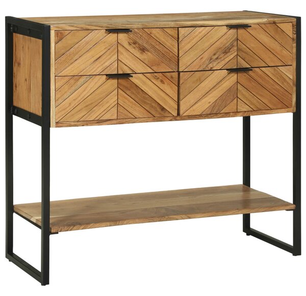 Konzolasztal fiókkal Barna 90 x 35 x 80 cm Tömör Akácfa