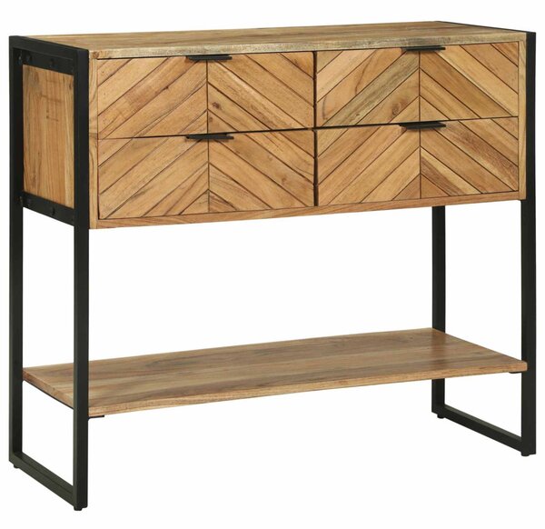 Konzolasztal fiókkal Barna 90 x 35 x 80 cm Tömör Akácfa