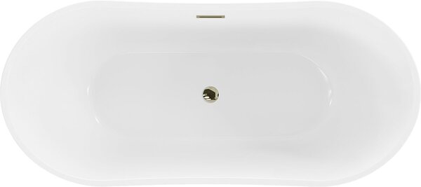 Luxury Montana szabadon álló fürdökád akril 150 x 72 cm, fehér/fekete, leeresztö arany - 52011507575-G Térben álló kád