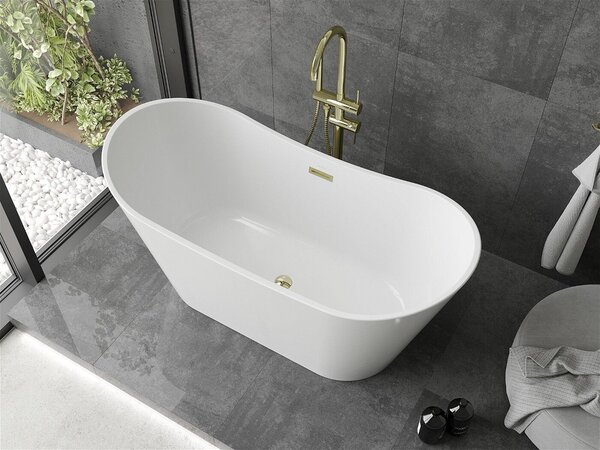 Luxury Montana szabadon álló fürdökád akril 150 x 72 cm, fehér, leeresztö arany - 52011507500-G Térben álló kád