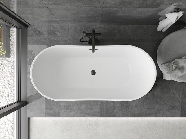 Luxury Montana szabadon álló fürdökád akril 150 x 72 cm, fehér, leeresztö fekete - 52011507500-B Térben álló kád