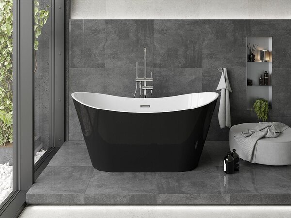 Luxury Montana szabadon álló fürdökád akril 150 x 75 cm, fehér/fekete - 52011507575 Térben álló kád