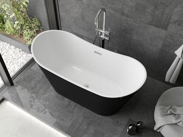 Luxury Montana szabadon álló fürdökád akril 150 x 75 cm, fehér/fekete - 52011507575 Térben álló kád