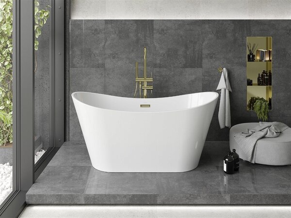 Luxury Montana szabadon álló fürdökád akril 150 x 72 cm, fehér, leeresztö arany - 52011507500-G Térben álló kád