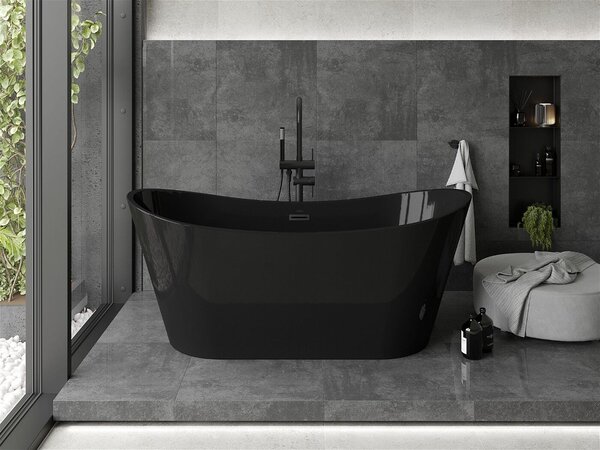 Luxury Montana szabadon álló fürdökád akril 170 x 80 cm, fekete, leeresztö fekete - 52011708070-B Térben álló kád