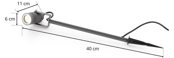 Lucande kültéri reflektor Galina, földi tüske, dugasz, szürke, 40 cm, Alu / szürke / cink, Alumínium, Modern