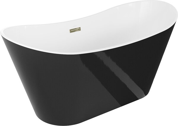Luxury Montana szabadon álló fürdökád akril 150 x 72 cm, fehér/fekete, leeresztö arany - 52011507575-G Térben álló kád