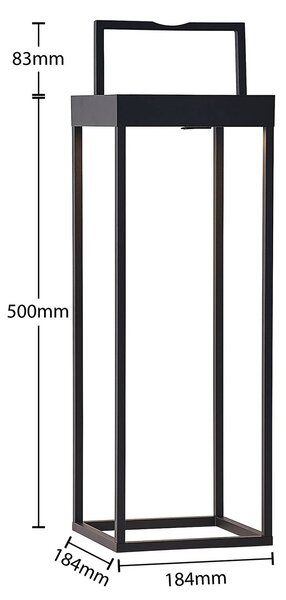 Lucande LED napelemes lámpa Lynzy, 58cm, fekete, fém, IP65, dimmelhető, Fekete, Alumínium, Modern