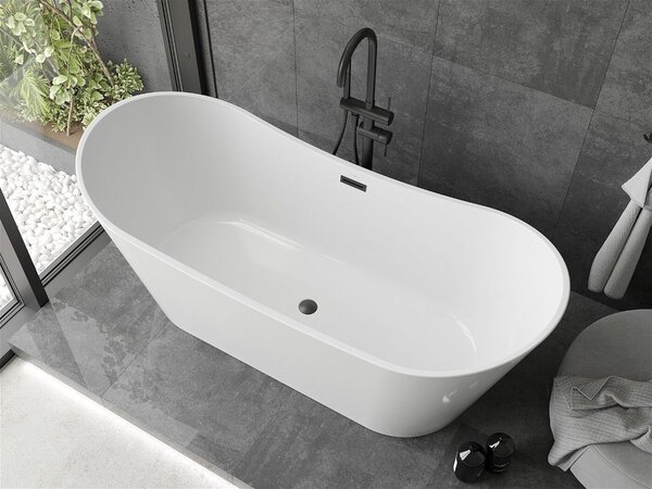 Luxury Montana szabadon álló fürdökád akril 180 x 80 cm, fehér, leeresztö fekete - 52011808000-B Térben álló kád