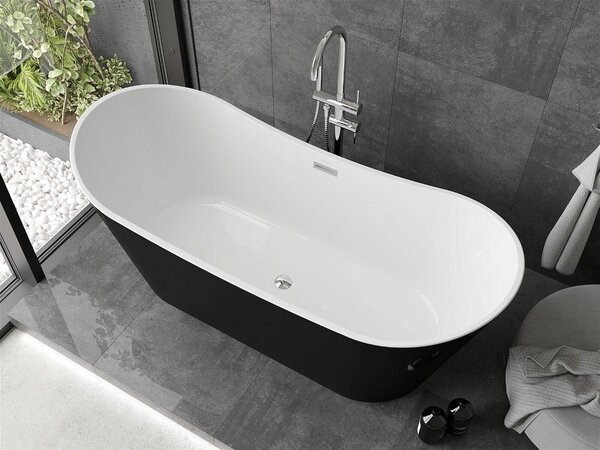 Luxury Montana szabadon álló fürdökád akril 180 x 80 cm, fehér/fekete, leeresztö fekete - 52011808075-B Térben álló kád