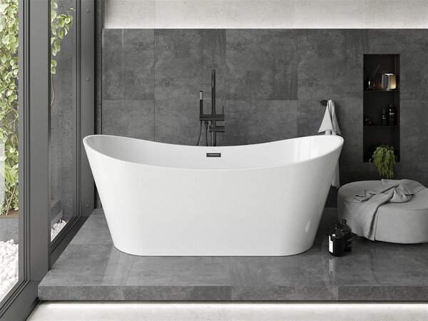 Luxury Montana szabadon álló fürdökád akril 180 x 80 cm, fehér, leeresztö fekete - 52011808000-B Térben álló kád