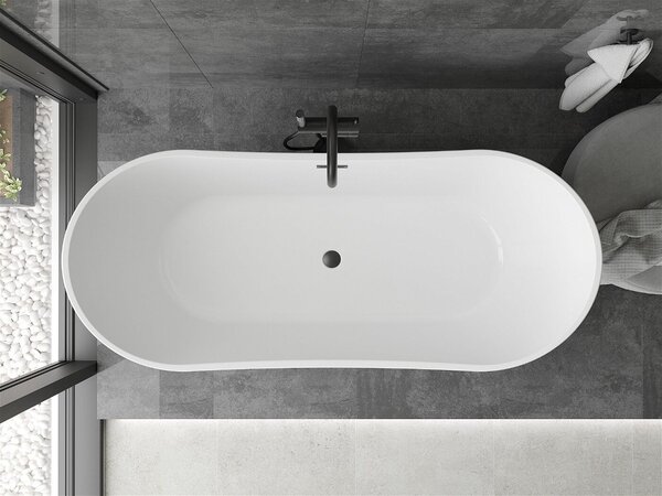 Luxury Montana szabadon álló fürdökád akril 180 x 80 cm, fehér, leeresztö fekete - 52011808000-B Térben álló kád