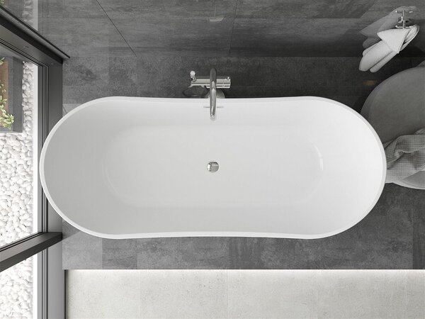 Luxury Montana szabadon álló fürdökád akril 180 x 80 cm, fehér/fekete, leeresztö fekete - 52011808075-B Térben álló kád