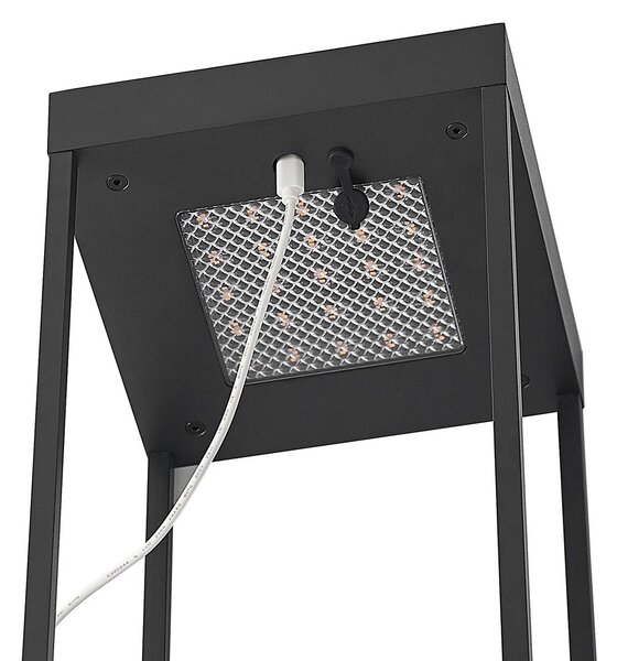 Lucande LED napelemes lámpa Lynzy, 58cm, fekete, fém, IP65, dimmelhető, Fekete, Alumínium, Modern