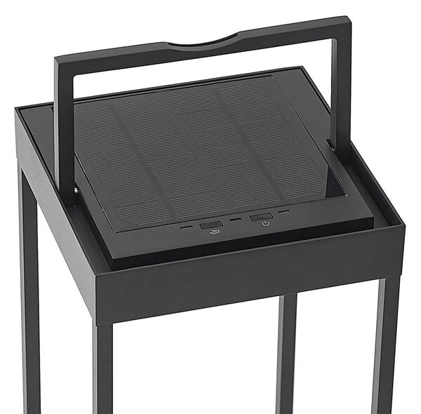 Lucande LED napelemes lámpa Lynzy, 58cm, fekete, fém, IP65, dimmelhető, Fekete, Alumínium, Modern