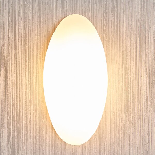 Lucande fali lámpa Jemima, 24 cm, üveg, ellipszis alakú, dimmelhető, Fehér / opál, Nappali / Étkező, Üveg, Modern