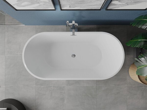 Luxury Luna szabadon álló fürdökád akril 150 x 75 cm, fehér/fekete, leeresztö króm - 52031507575 Térben álló kád