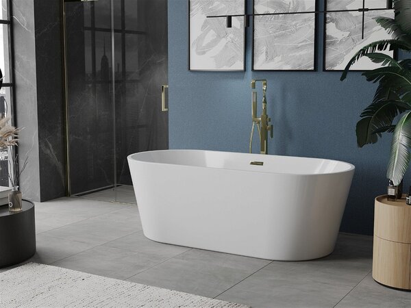 Luxury Luna szabadon álló fürdökád akril 150 x 75 cm, fehér, leeresztö arany - 52031507500-G Térben álló kád
