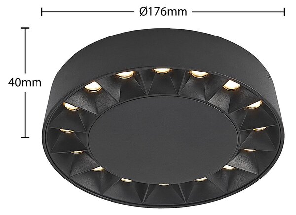 Lucande LED kültéri mennyezeti lámpa Kelissa, kerek, fekete, Fekete, Fürdőszoba, Alumínium, Modern