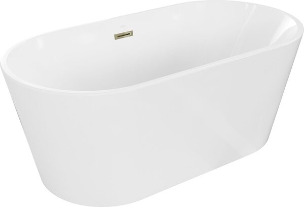 Luxury Luna szabadon álló fürdökád akril 150 x 75 cm, fehér, leeresztö arany - 52031507500-G Térben álló kád