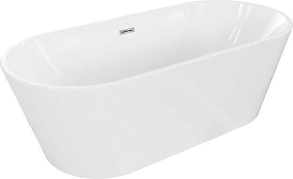 Luxury Luna szabadon álló fürdökád akril 180 x 80 cm, fehér, leeresztö króm - 52031808000 Térben álló kád