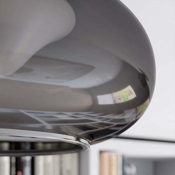 Lucande LED-es mennyezeti lámpa Mijo, Ø 43 cm, füstszürke, üveg, Alu / szürke / cink, Hálószoba, Üveg, Modern