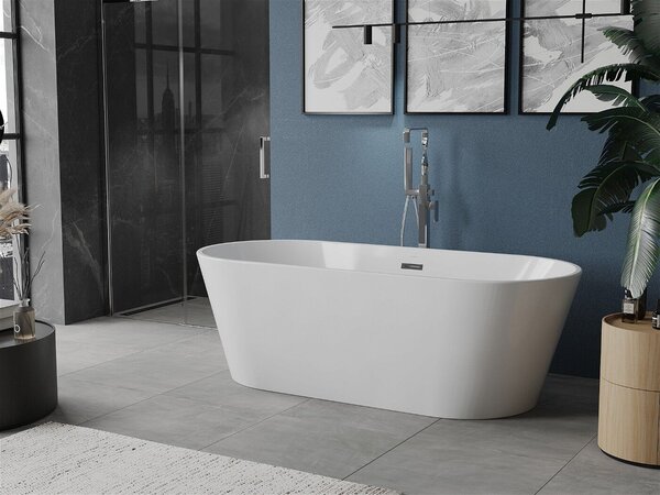 Luxury Luna szabadon álló fürdökád akril 180 x 80 cm, fehér, leeresztö króm - 52031808000 Térben álló kád