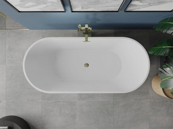Luxury Luna szabadon álló fürdökád akril 180 x 80 cm, fehér/fekete, leeresztö arany - 52031808075-G Térben álló kád