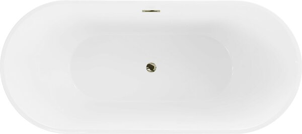 Luxury Luna szabadon álló fürdökád akril 180 x 80 cm, fehér/fekete, leeresztö arany - 52031808075-G Térben álló kád