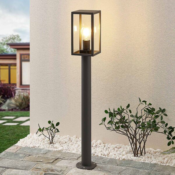 Lindby Filimon ösvényvilágítás, 80 cm, antracit, IP44, E27, dimmelhető, Fekete, Alumínium, Modern
