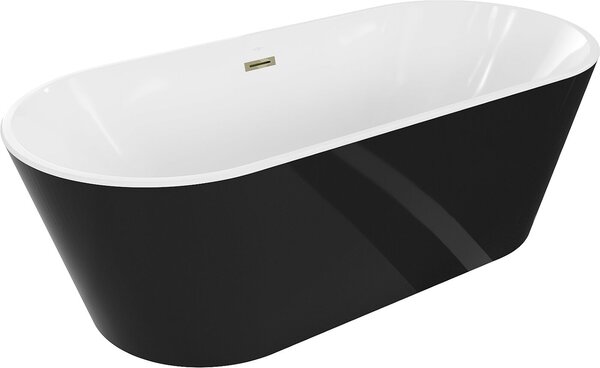 Luxury Luna szabadon álló fürdökád akril 180 x 80 cm, fehér/fekete, leeresztö arany - 52031808075-G Térben álló kád