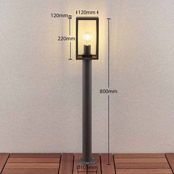 Lindby Filimon ösvényvilágítás, 80 cm, antracit, IP44, E27, dimmelhető, Fekete, Alumínium, Modern