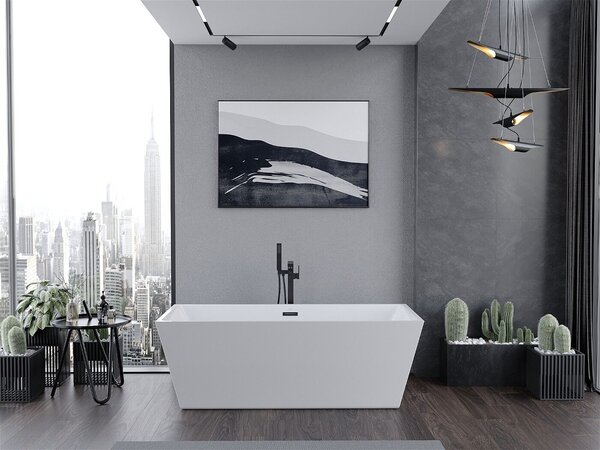 Luxury Lita szabadon álló fürdökád akril 170 x 75 cm, fehér, leeresztö fekete - 52121707500-B Térben álló kád