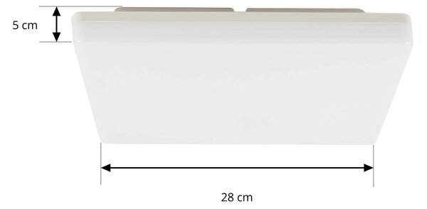 PRIOS Artin LED mennyezeti lámpa, érzékelő, szögletes, 28 cm, Fehér / opál, Fürdőszoba, Műanyag, Modern