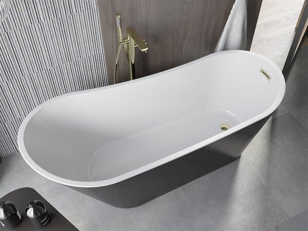 Luxury Alta szabadon álló fürdökád akril 170 x 75 cm, fehér/fekete, leeresztö arany - 52141707575-G Térben álló kád