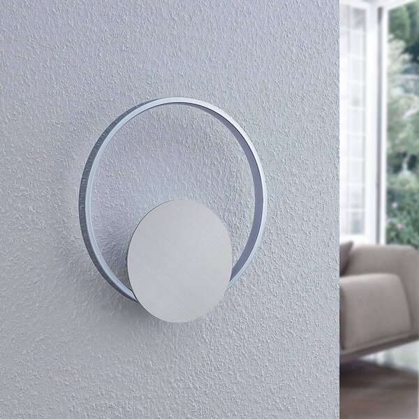 Lindby Anays LED-es fali lámpa, Ø 32 cm, króm/világos, műanyag, Alu / szürke / cink, Nappali / Étkező, Műanyag, Modern