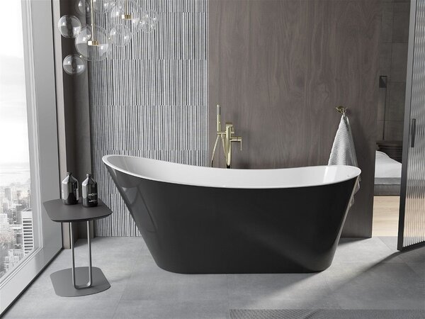 Luxury Alta szabadon álló fürdökád akril 170 x 75 cm, fehér/fekete, leeresztö arany - 52141707575-G Térben álló kád