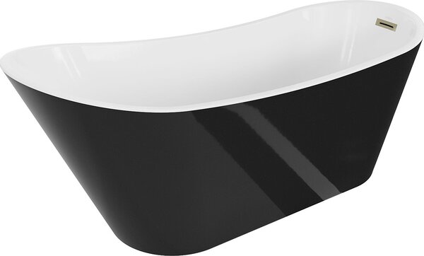 Luxury Alta szabadon álló fürdökád akril 170 x 75 cm, fehér/fekete, leeresztö arany - 52141707575-G Térben álló kád