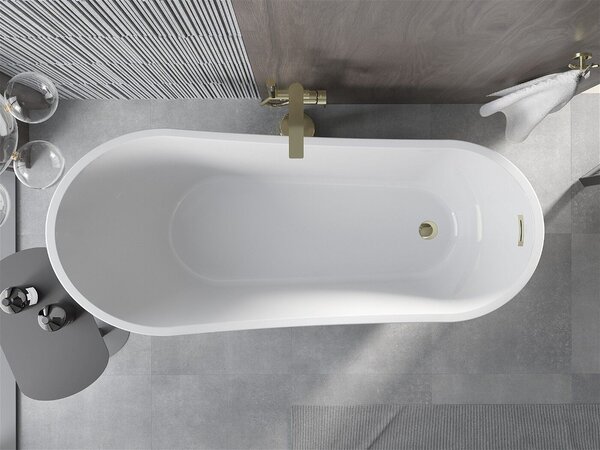 Luxury Alta szabadon álló fürdökád akril 170 x 75 cm, fehér/fekete, leeresztö arany - 52141707575-G Térben álló kád