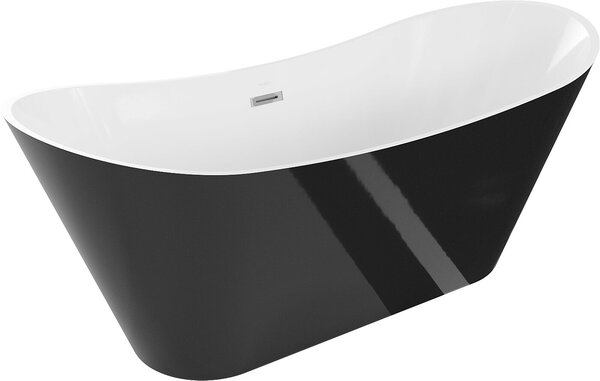 Luxury Celia szabadon álló fürdökád akril 170 x 75 cm, fehér/fekete, leeresztö króm - 52331707575 Térben álló kád