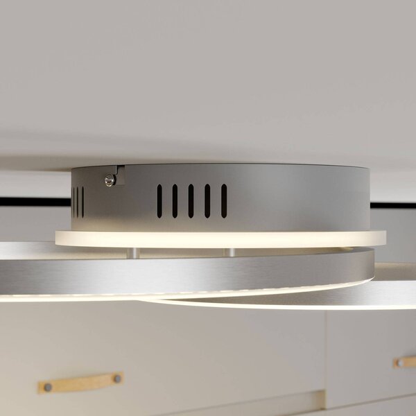 Lindby Smart LED mennyezeti világítás Edica, 58 cm, Tuya, CCT, dimmelhető, Alu / szürke / cink, Nappali / Étkező, Alumínium, Modern