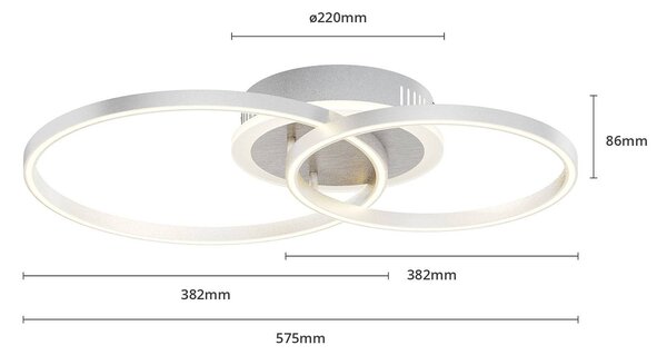 Lindby Smart LED mennyezeti világítás Edica, 58 cm, Tuya, CCT, dimmelhető, Alu / szürke / cink, Nappali / Étkező, Alumínium, Modern