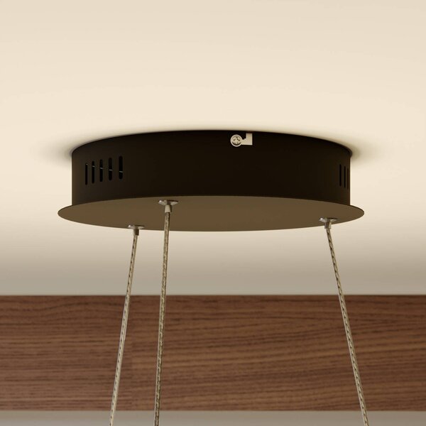 Lindby LED-es függőlámpa Olada, fekete, fém, Ø 51cm, Fekete, Nappali / Étkező, Alumínium, Modern