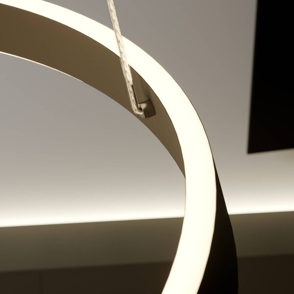 Lindby LED-es függőlámpa Olada, fekete, fém, Ø 51cm, Fekete, Nappali / Étkező, Alumínium, Modern