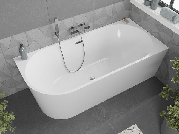 Luxury Mia szabadon álló fürdökád akril jobbos 150 x 75 cm, fehér, leeresztö króm - 52691507500P Térben álló kád