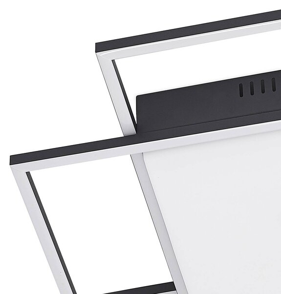 Lindby LED mennyezeti lámpa Nelinka, 60 cm, fekete, alumínium, Fekete, Nappali / Étkező, Alumínium, Modern
