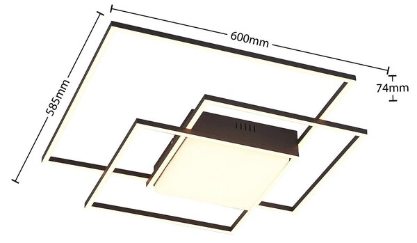 Lindby LED mennyezeti lámpa Nelinka, 60 cm, fekete, alumínium, Fekete, Nappali / Étkező, Alumínium, Modern