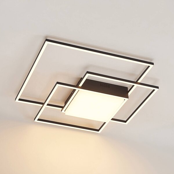 Lindby LED mennyezeti lámpa Nelinka, 60 cm, fekete, alumínium, Fekete, Nappali / Étkező, Alumínium, Modern